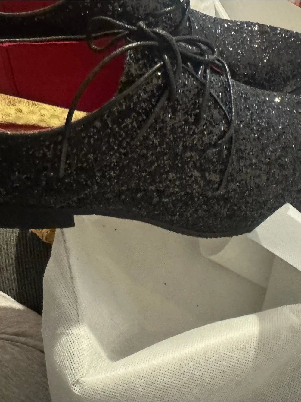 Men's Black Glitter Lace-Up oxfords